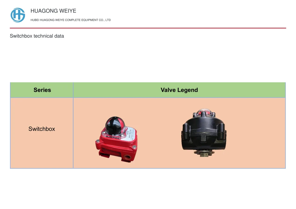 Switchbox technical data